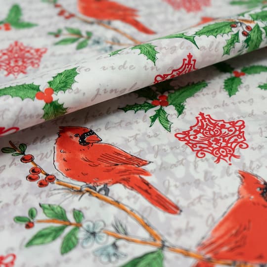 SINGER Christmas Holiday Cardinals Cotton Fabric